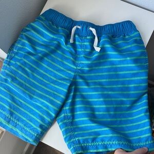 Hanna Andersson Aqua and Lime Striped Shorts